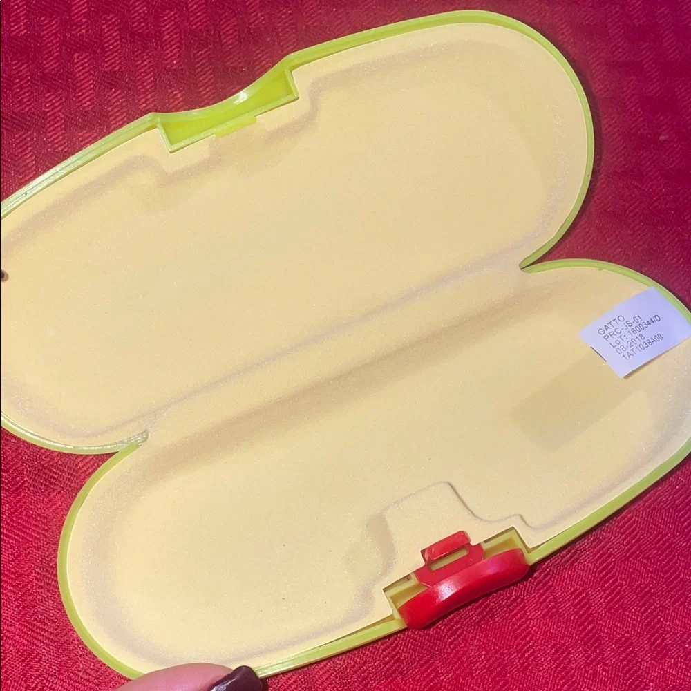 Vogue Vibrant Yellow Glasses Case with Red Logo. Kids size